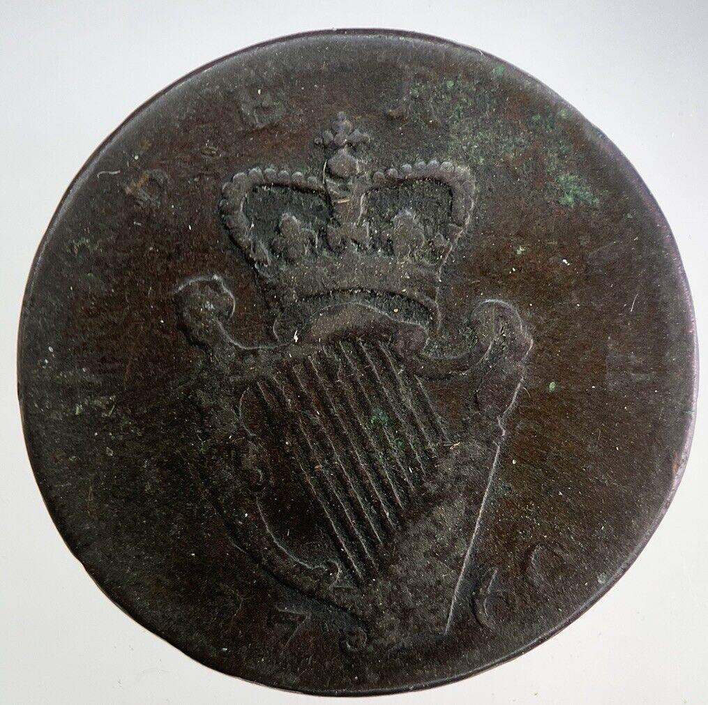 1760 Irish Hibernia Half-Penny Coin | Collectable Grade