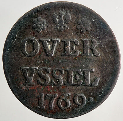 1769 Netherlands Overijssel 1 Duit Coin | Fine Collectable Grade