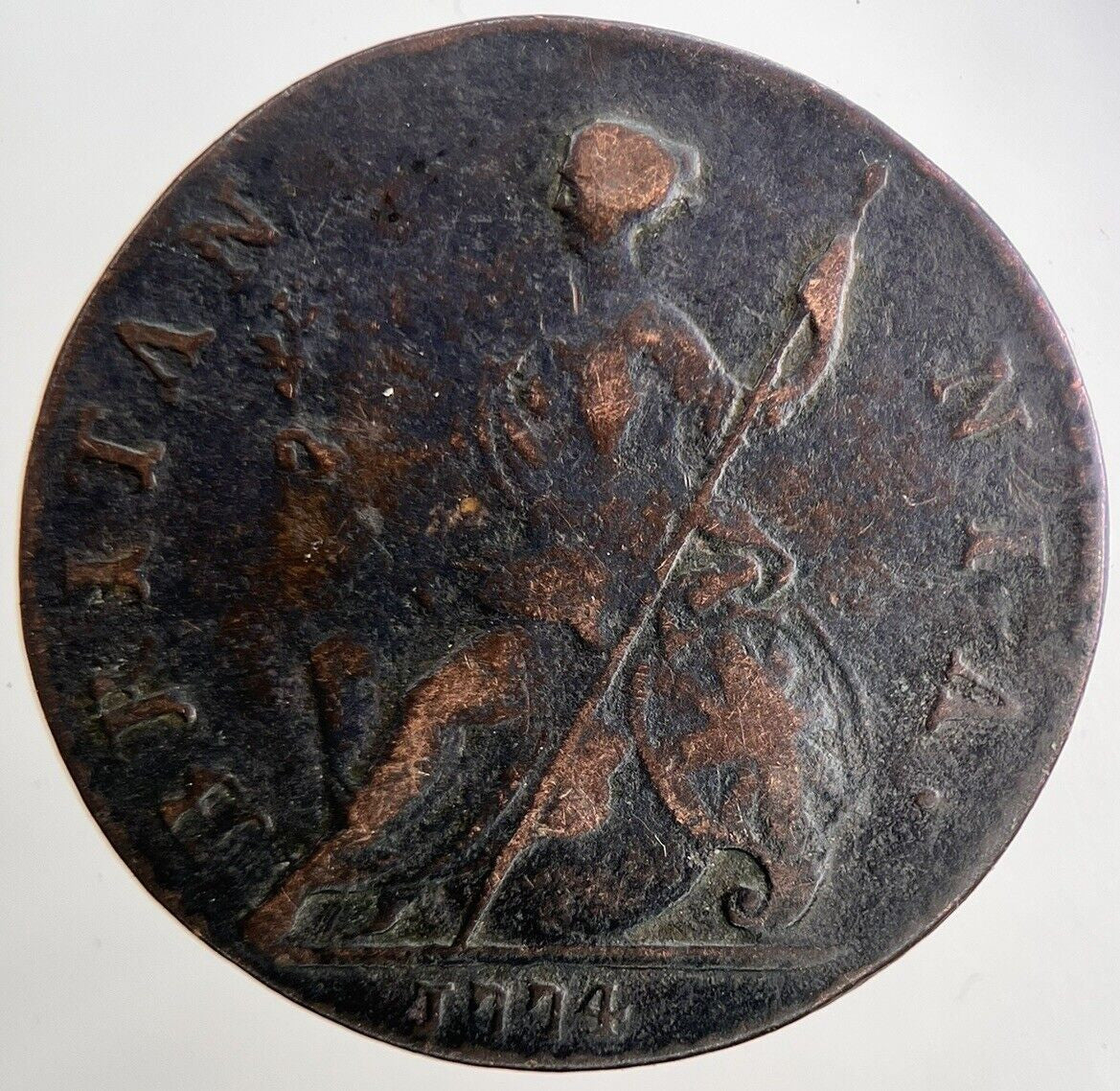 1774 George 3rd III Half-Penny British Coin | Fine Collectable Grade | a6480