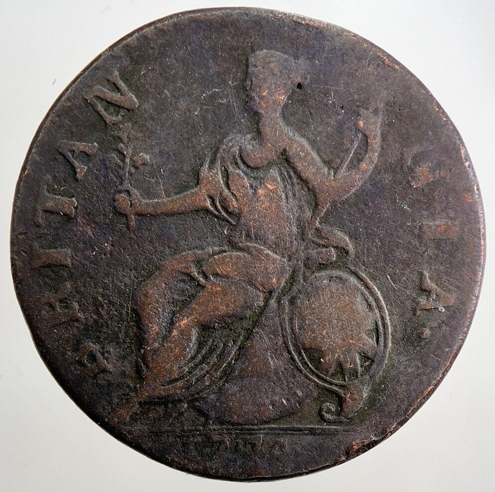 1774 George 3rd III Half-Penny British Coin | Fine Collectable Grade | a5040