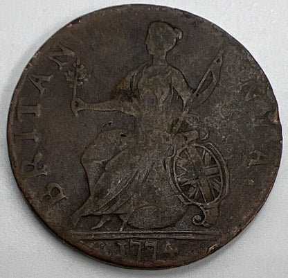 1774 Half Penny | British Copper Coin | George III | Collectable Grade | a585