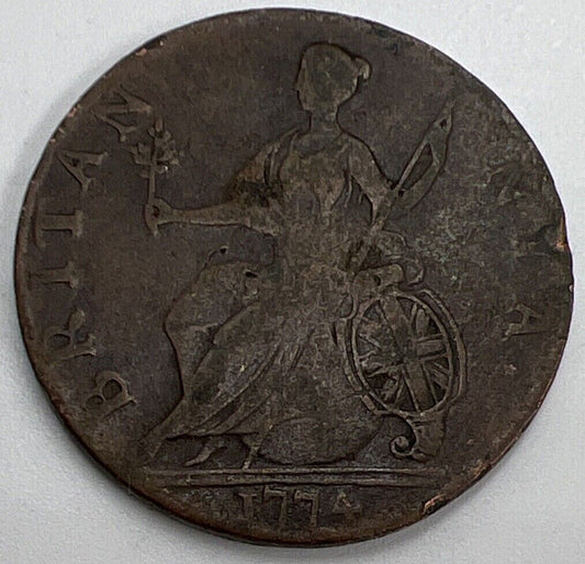 1774 Half Penny | British Copper Coin | George III | Collectable Grade | a585