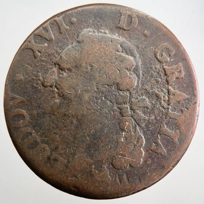 1774-1792 France 1 One Sol Coin Louis XVI | Collectable Grade