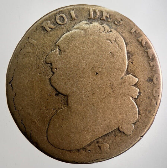 1774-1792 France 1 One Sol Coin Louis XVI | Collectable Grade