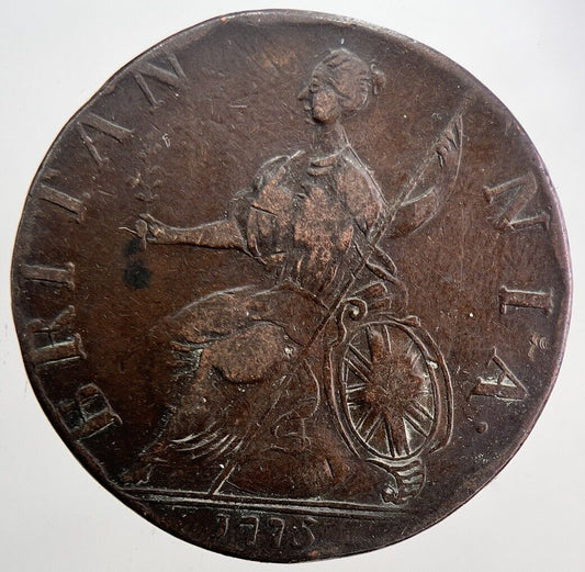 1775 George 3rd III Half-Penny Coin | Fine Collectable Grade | a6042