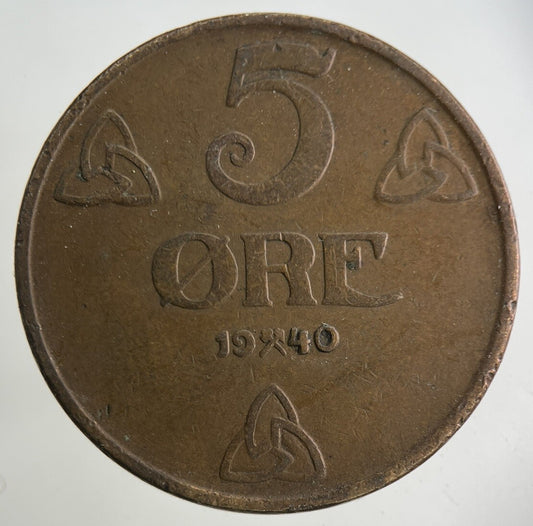 1940 Norway 5 Ore Coin | Fine Collectable Grade