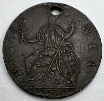 1775 George III Half-Penny | British Copper Coin | Fine Collectable Grade | a227