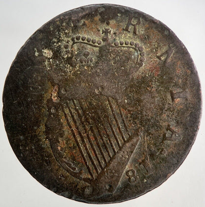 1781 Irish Hibernia Half-Penny Coin | Collectable Grade