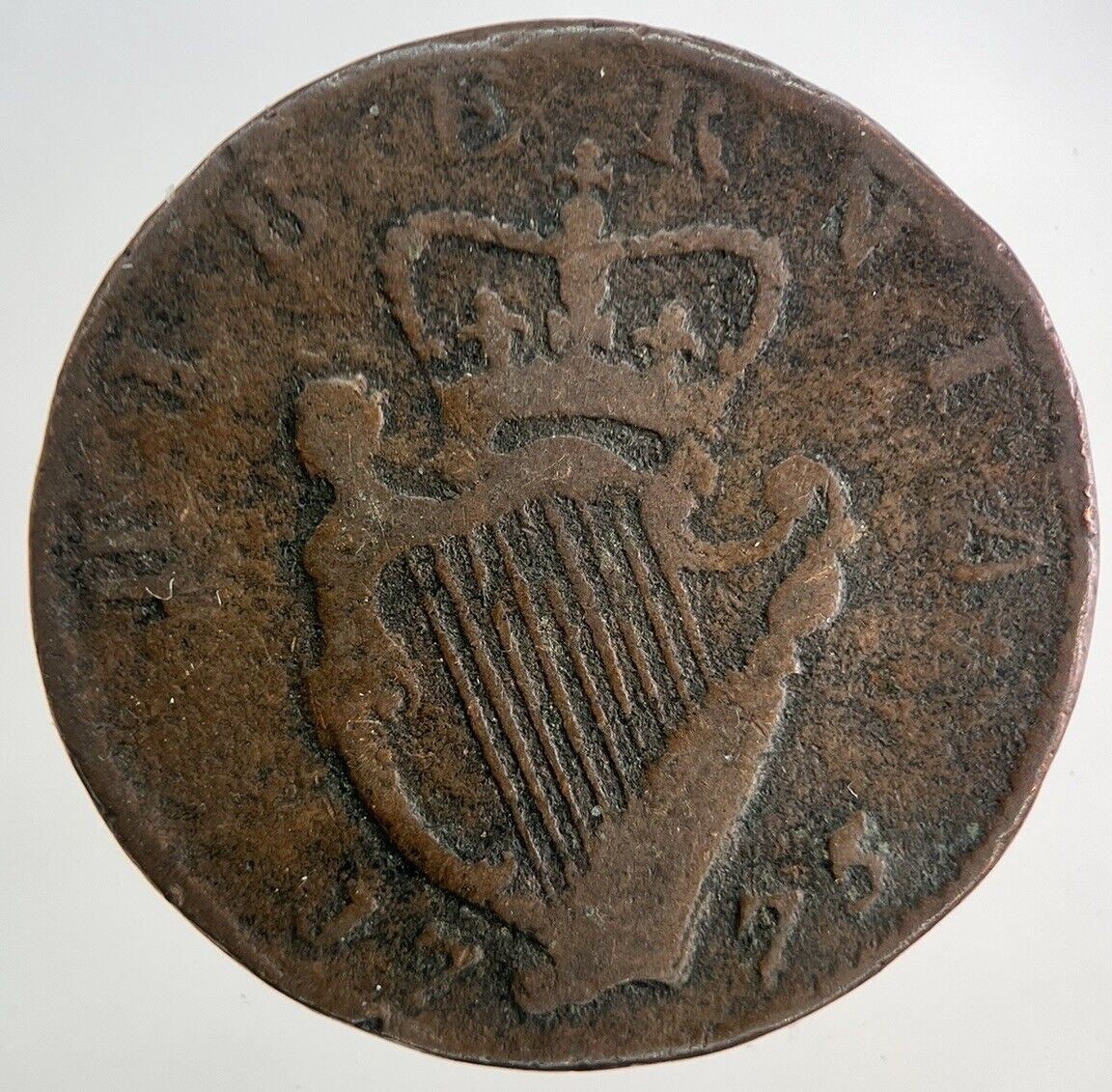 1775 Irish Hibernia Half-Penny Coin | Collectable Grade