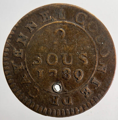 1789 France Louis XIII 2 Sous Coin | Fine Collectable Grade