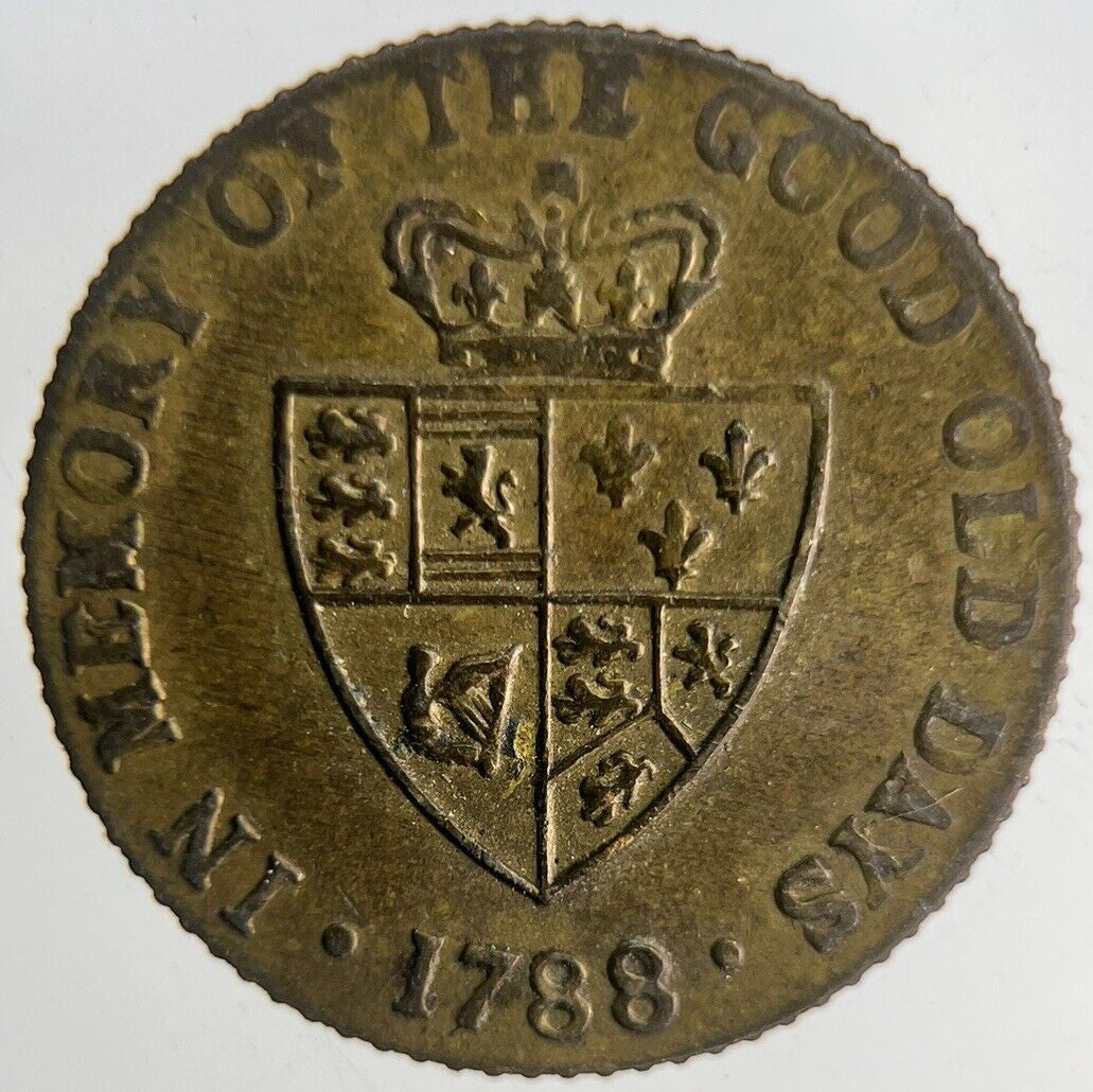 1788 British George III Gaming Good Old Days Token Coin | Very High Grade