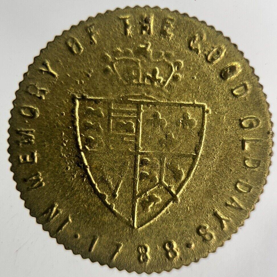 1788 British George III Gaming Good Old Days Token Coin | Fine Collectable Grade