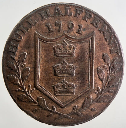 1791 Yorkshire Hull Half-Penny Token Coin | Very High Grade