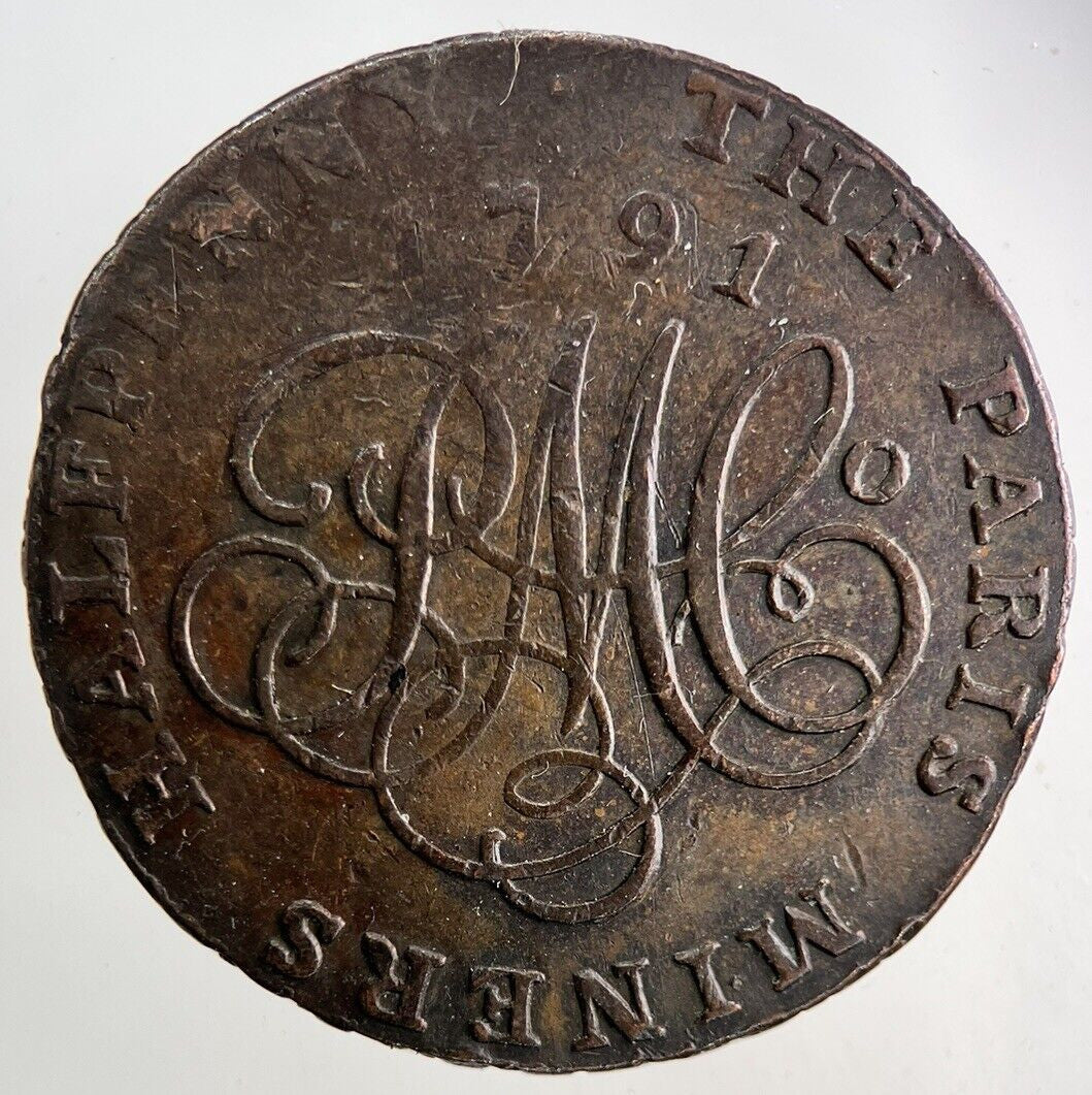 1791 Paris Mines Half-Penny Coin | Fine Collectable Grade