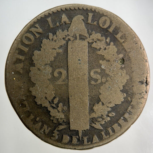 1791 France 2 Sol Coin | Collectable Grade