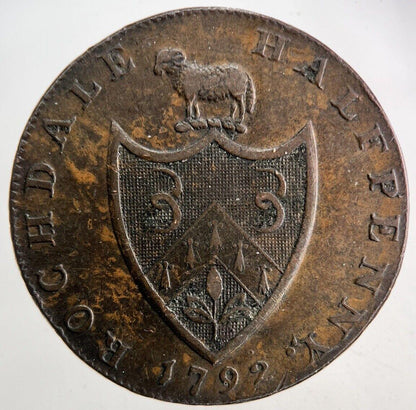 1792 Rochdale Half-Penny Coin | Very High Grade