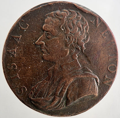 1793 Sir Isaac Newton Half-Penny Token Coin | Fine Collectable Grade | a9495