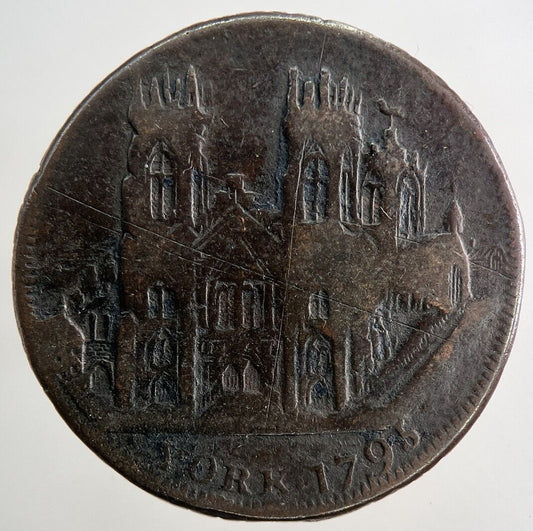 1795 York Cliffords Tower Half-Penny Token Coin | Fine Collectable Grade