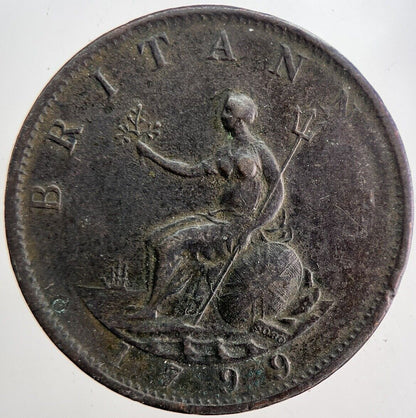 1799 George 3rd III Half-Penny Coin | Fine Collectable Grade | a6215
