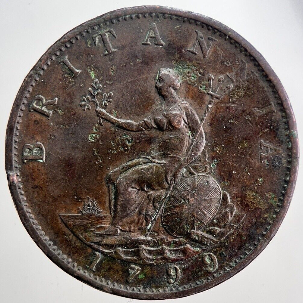 1799 George 3rd III Half-Penny Coin | Very High Grade | a6022