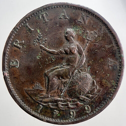1799 George 3rd III Half-Penny Coin | Very High Grade | a6022