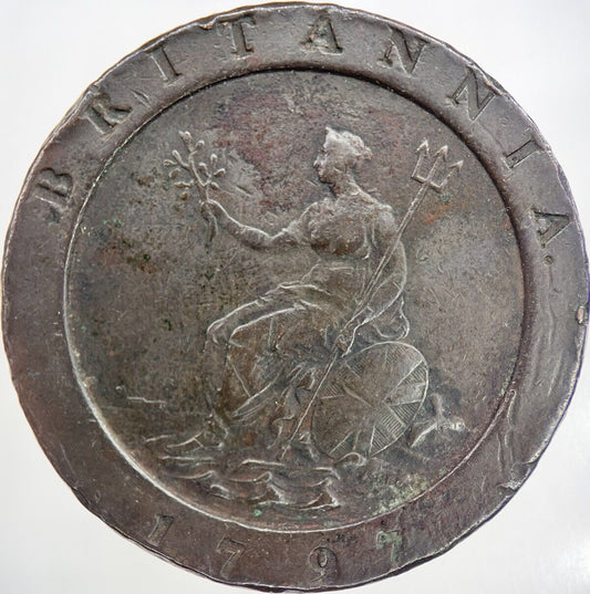 1797 George III Large Cartwheel Two-Pence Coin | Fine Collectable Grade | a3717
