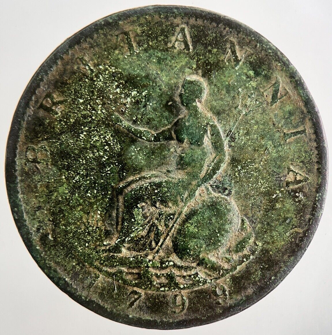 1799 George 3rd III Half-Penny British Coin | Fine Collectable Grade | a9848