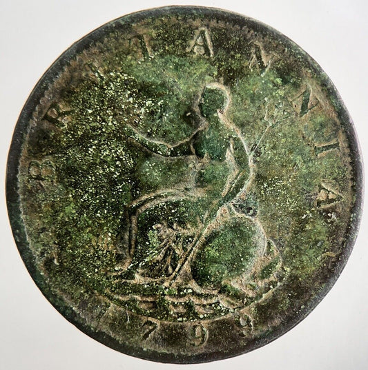 1799 George 3rd III Half-Penny British Coin | Fine Collectable Grade | a9848