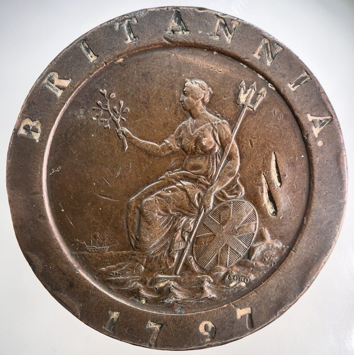 1797 George III Cartwheel Two-Pence Coin | Very Fine Grade | a3889