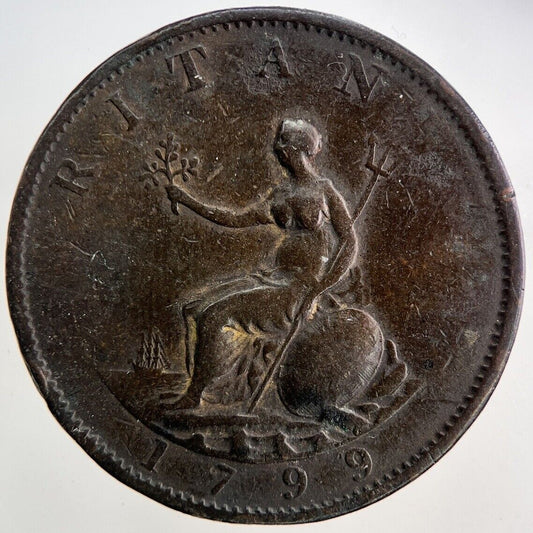 1799 George III 3rd Half-Penny Coin | Fine Collectable Grade