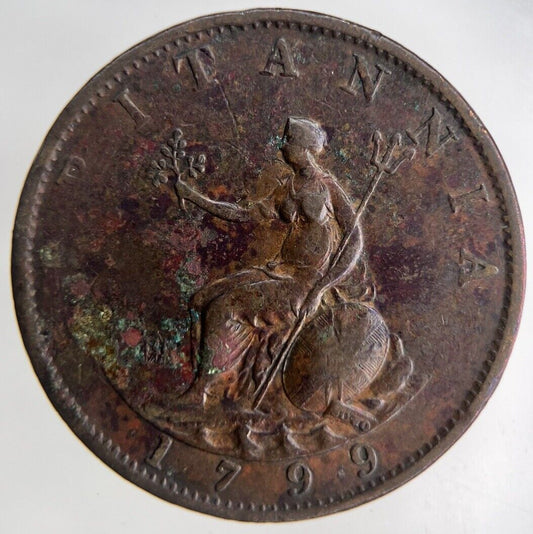1799 George III 3rd Half-Penny Coin | Very High Grade