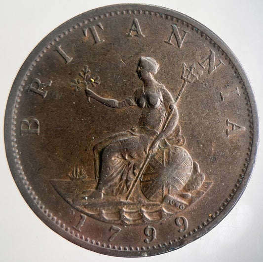 1799 George III 3rd Half-Penny Coin | Very High Grade | a4451