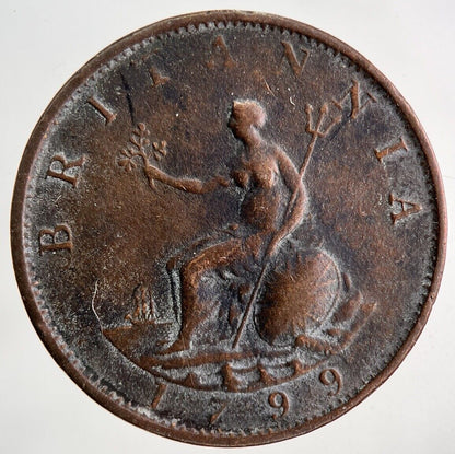 1799 George III 3rd Half-Penny Coin | Fine Collectable Grade