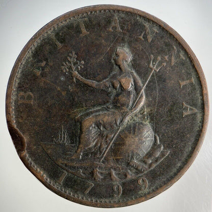 1799 George III 3rd Half-Penny Coin | Fine Collectable Grade
