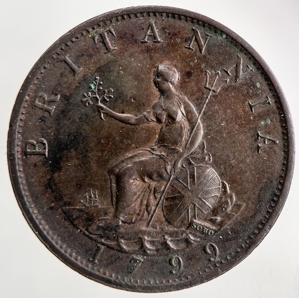 1799 George III 3rd Half-Penny Coin | Very High Grade