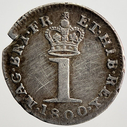 1800 George III 3rd Maundy One-Penny Silver Coin | Collectable Grade | a2604