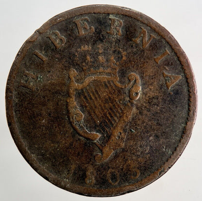 1805 Irish George III Hibernia Half-Penny Coin | Collectable Grade