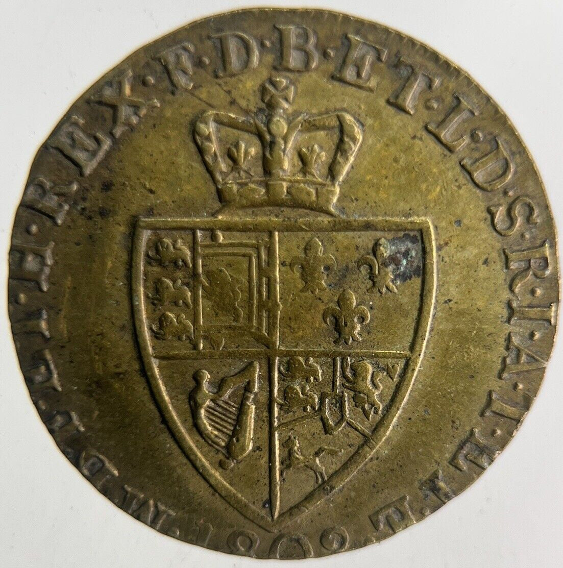 1803 British George III Gaming Good Old Days Token Coin | Fine Collectable Grade