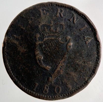 1805 Irish Hibernia Half-Penny Coin | Collectable Grade