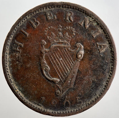 1805 Irish Hibernia Half-Penny Coin | Very High Grade