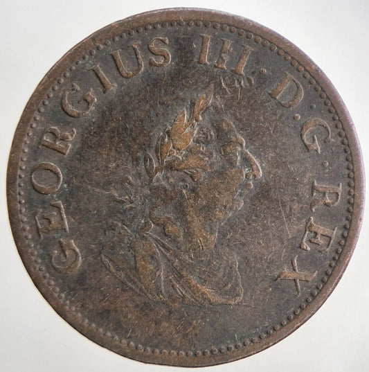 1805 Irish Hibernia Half-Penny Coin | Fine Collectable Grade | a7389