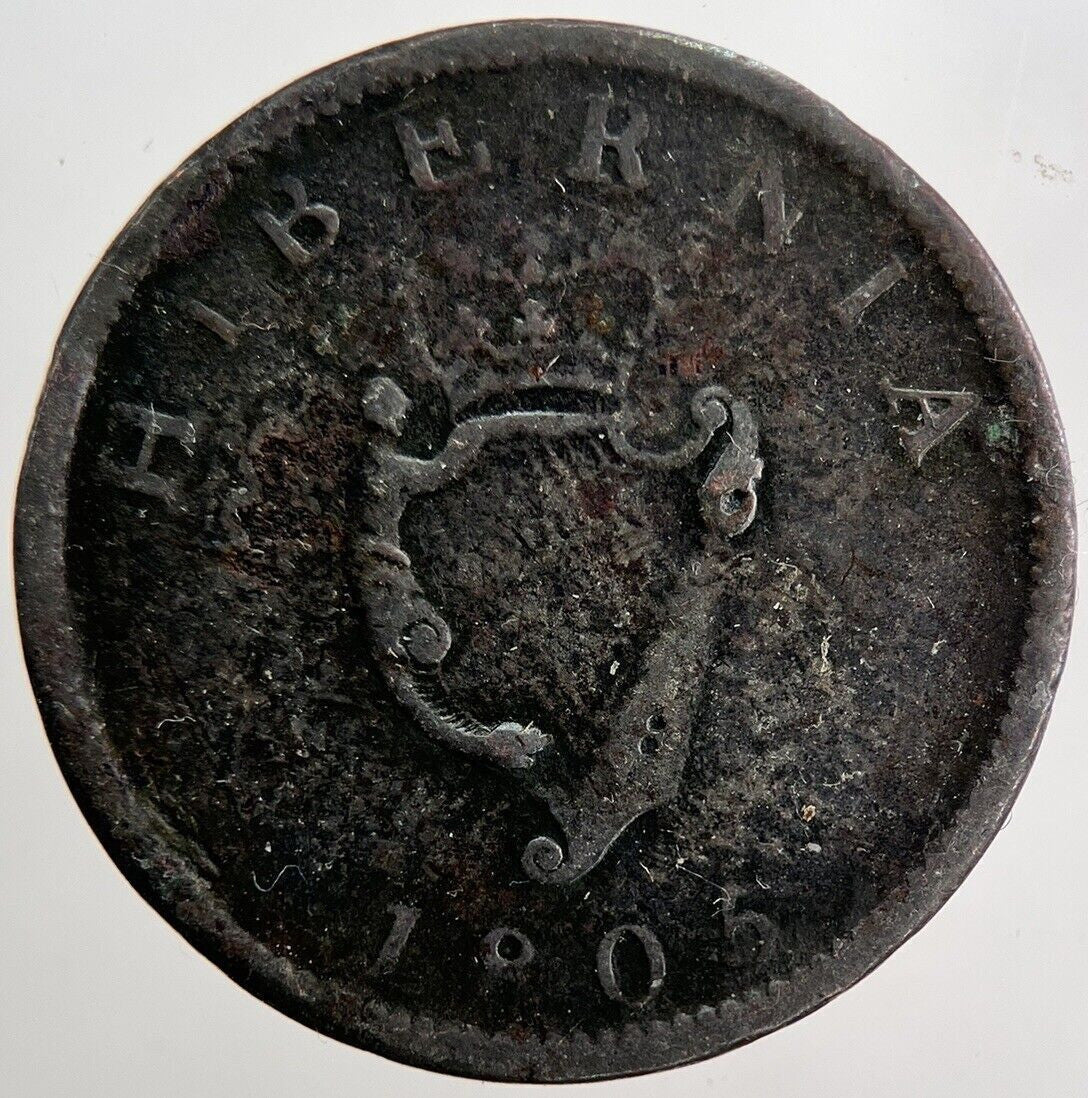 1805 Irish Hibernia Half-Penny Coin | Fine Collectable Grade | a6054