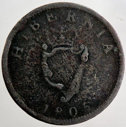 1805 Irish Hibernia Half-Penny Coin | Fine Collectable Grade | a6054