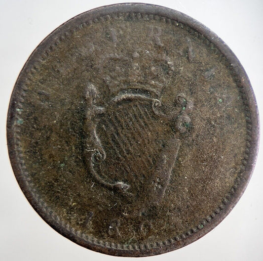 1805 Irish Hibernia Penny Coin | Fine Collectable Grade | a6223