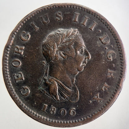 1806 George 3rd III Half-Penny Coin | Very High Grade | a9897