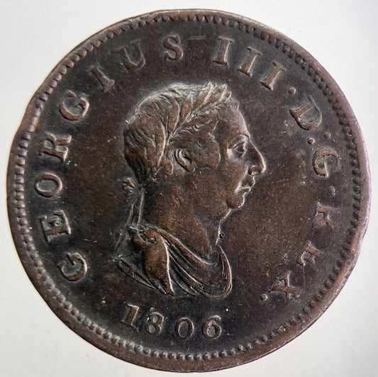 1806 George 3rd III Half-Penny Coin | Very High Grade | a9897