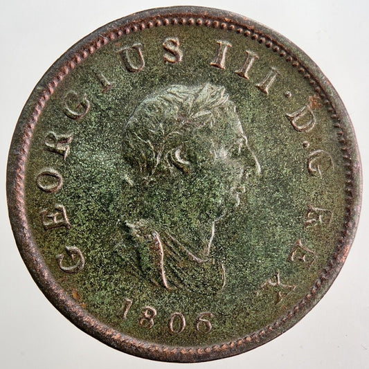 1806 George 3rd III Half-Penny Coin | Very High Grade | a5782