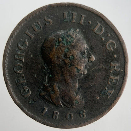 1806 George 3rd III Half-Penny Coin | Collectable Grade | a4523