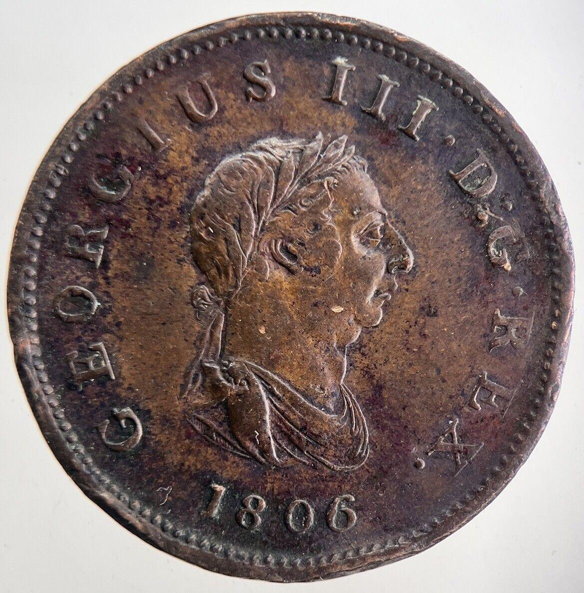1806 George 3rd III Half-Penny Coin | Very High Grade | a9898