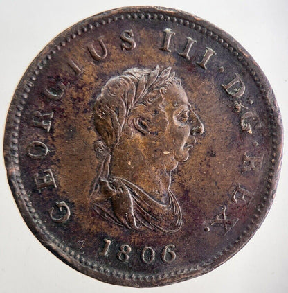 1806 George 3rd III Half-Penny Coin | Very High Grade | a9898